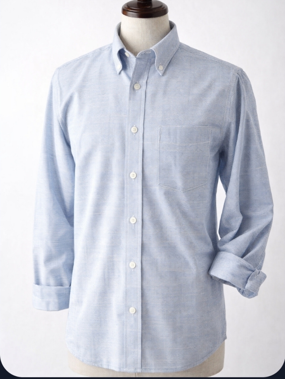 GEOFFREY BEENE Egyptian Cotton Basketweave Oxford Shirt Blue White 15.5 NWT